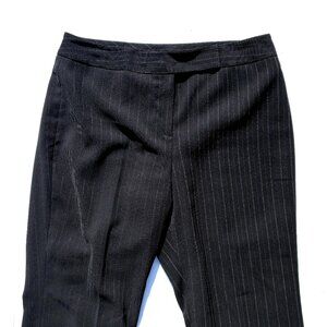 Women’s Pinstripe Trousers Dress Pants, Polyester Black, Size 16